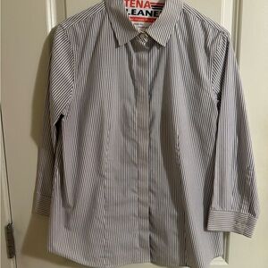 Talbots Blue and White Striped Button Down Shirt, Size 6